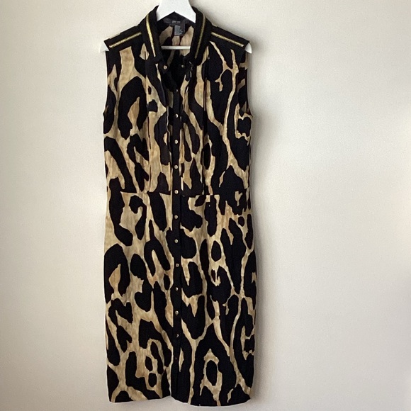 Per Se Silk Leopard Print Dress Sz 4 - Picture 5 of 8